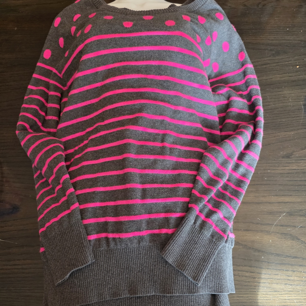 Torrid Gray and Pink Striped Women's Sweater